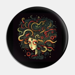 Mesmerizing Medusa With a Myriad of Meandering Multicolored Mischief Makers Pin