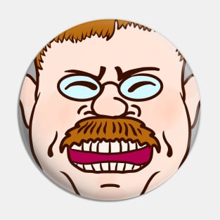 Cartoon Face of Teddy Roosevelt Lauging Pin