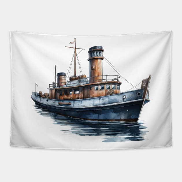 Militage Boat Tapestry by Chromatic Fusion Studio