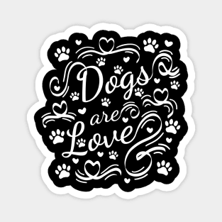 Typography Dogs Are Love Paws And Hearts Magnet