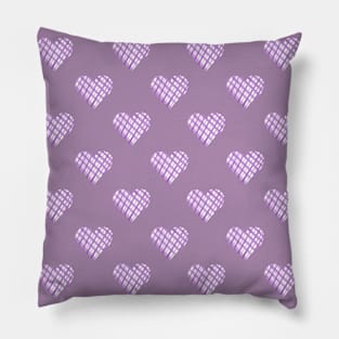 Lilac Check Hearts Pillow