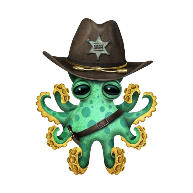 Cute Green Baby Octopus Sheriff by jeffbartels