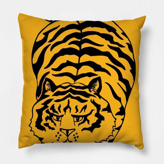 Tubby the Tiger (Black) Pillow by jamacfarlane