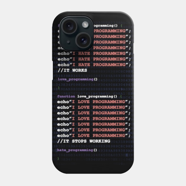 I Love Hate Programming for Coders Phone Case by NerdShizzle