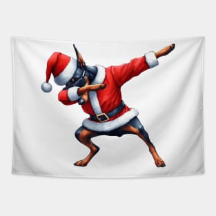 Christmas Doberman Pinscher Dog Dabbing Dance Tapestry