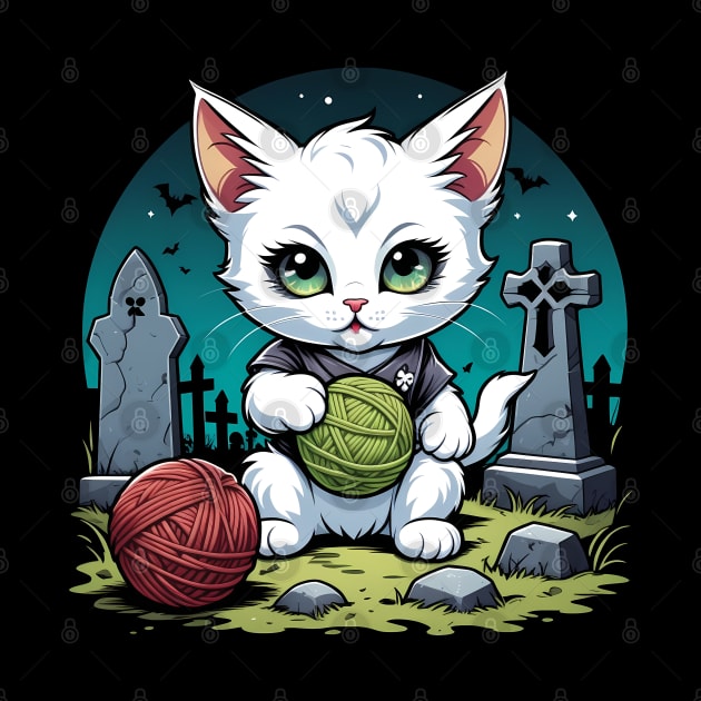 Creepy Kitten at Graveyard by ArtfulTat