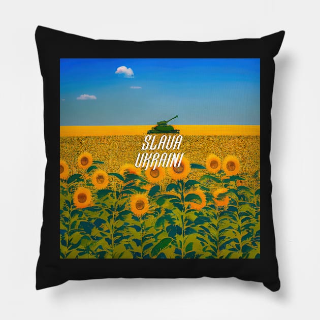 Glory to Ukraine (Slava Ukraini) Series Pillow by VISIONARTIST