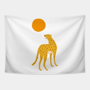 Roaring leopard and sun Tapestry