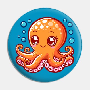 Orange Octopus Pin