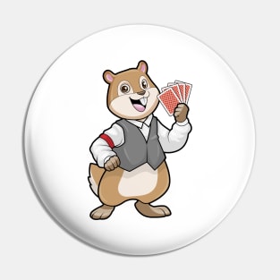 Chipmunk at Poker with Poker cards Pin