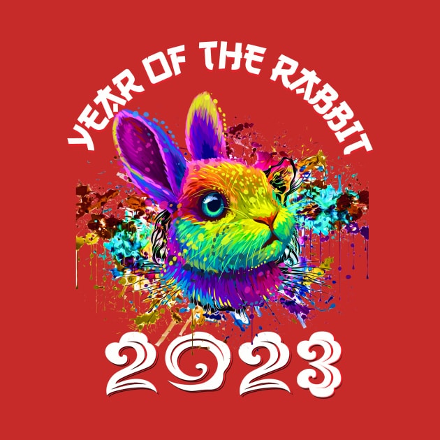 Happy Chinese New Year 2023 Year Of The Rabbit Pop Art by Jhon Towel