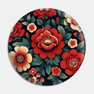 Red Floral Illustration Pin