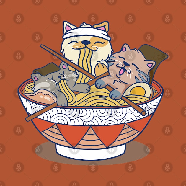 Kawaii Ramen Cute Ramen Cat Japanese Noodle Funny Anime by RKP'sTees