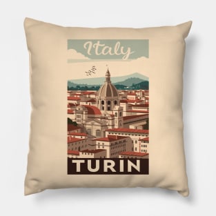 A Vintage Travel Art of Turin - Italy Pillow