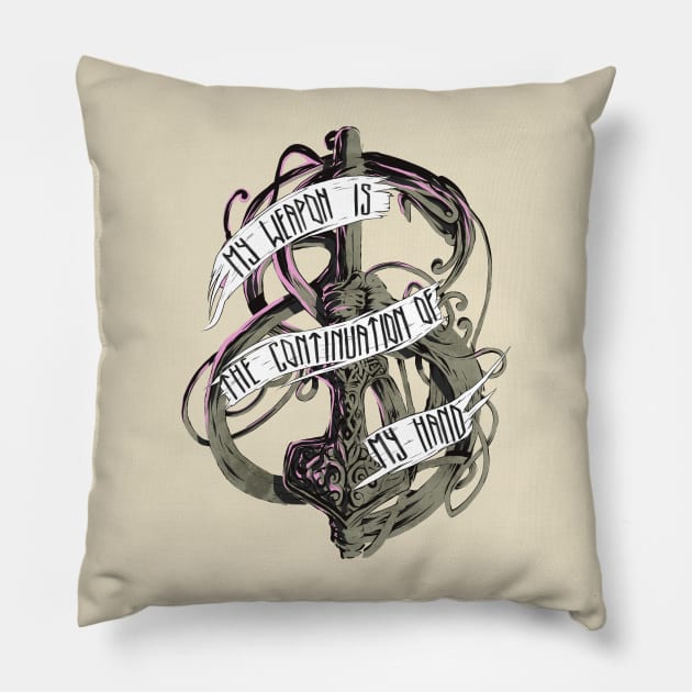 My Weapon is the Continuation of My Hand / Viking life (by Alexey Kotolevskiy) Pillow by Kotolevskiy