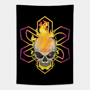 Teethgrinder Flaming Skull Tapestry