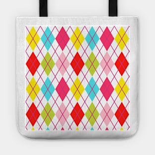 Argyle Lime Pink Red Gold Plum Teal Yellow Punk Rock Retro Tote