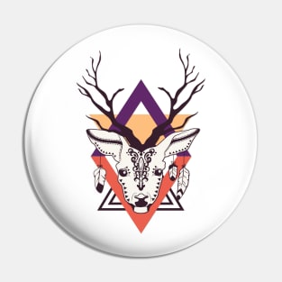 Cartoon Abstract Deer Art Print Pin