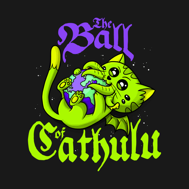 Cute Kawaii Ball of Cathulhu Eating the World Cat Cthulhu by Juandamurai