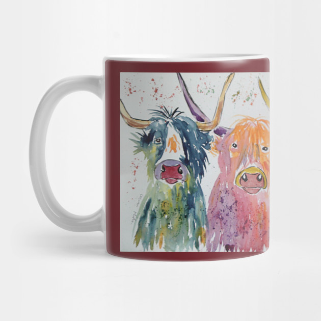 Three Funny Colourful Highland Cows Cows Mug Teepublic
