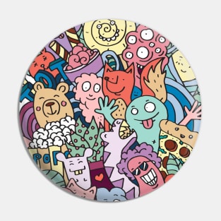 Funny doodle creatures in colour Pin