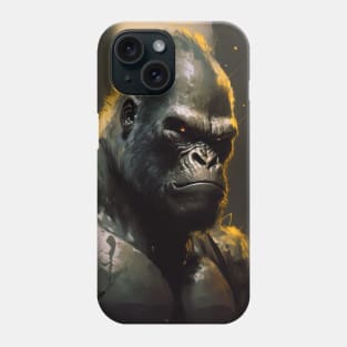 Gorilla Ape Portrait Animal Nature Wildlife Dark Painting Wild Spirit Phone Case