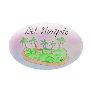 Del Malpelo watercolor Island travel, beach, sea and palm trees. Holidays and vacation, summer and relaxation T-Shirt