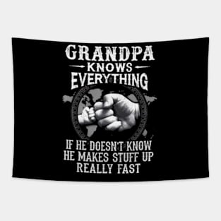 Grandpa Knows Everything Fist Bump Father'S Day Tapestry