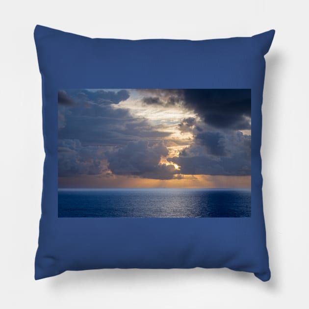 Sunrise Between Florida and Bahamas Pillow by Debra Martz