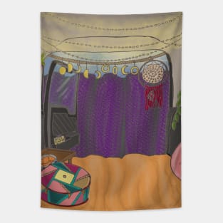 Camper Van Life - purple view Tapestry