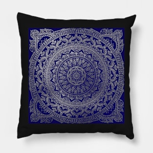 Mandala Royal - Blue and Silver Pillow