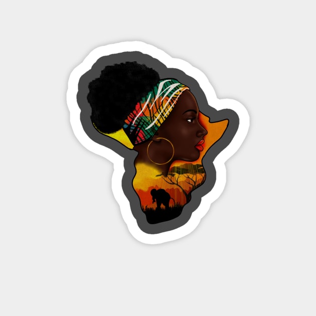 Africa Map, African Woman, Safari Love Africa Magnet by logiamerch