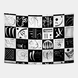 Kandinsky - Black and White Pattern Tapestry