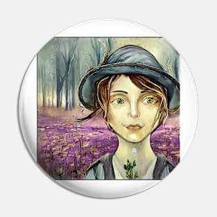 girl with blue hat Pin