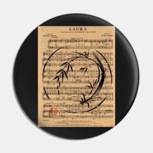 Laura - Sumie Enso Ink Brush Painting on Vintage Sheet Music Pin