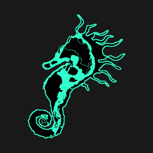 Sleepy Seahorse Aqua/Black T-Shirt