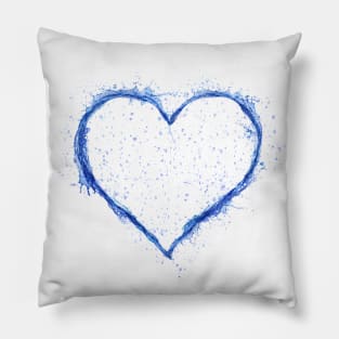 Blue Water Heart Pillow