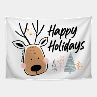 Happy Holidays, Reindeer © GraphicLoveShop Tapestry