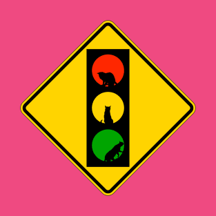 MUTCD W3-3 Signal Ahead with Funny Cats Sign T-Shirt