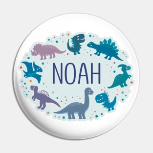 Noah name surrounded by dinosaurs Pin