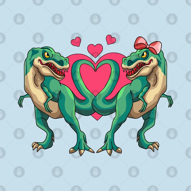 T Rex in Love Valentine's Day Funny Love Hearts Dinosaur by OrangeMonkeyArt