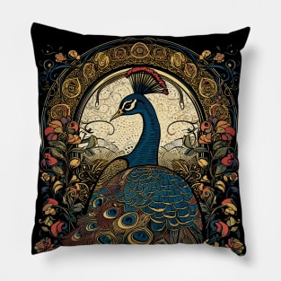 Cottagecore Aesthetic Peacock Garden Art Pillow