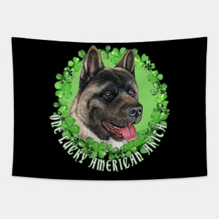 One Lucky American Akita Funny St. Patrick Dog Tapestry