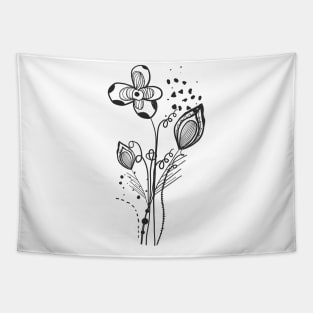 Summer time abstract black flowers Tapestry