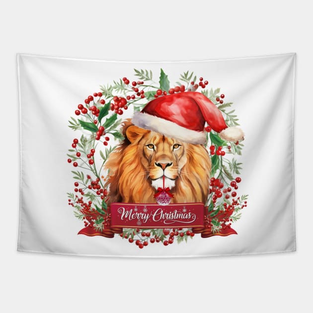 Merry Christmas Lion Tapestry by ERArts