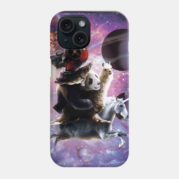 Cat Riding Chicken Turtle Panda Llama Unicorn Phone Case by Random Galaxy