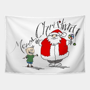 Funny Santa Claus Holding Candy Tapestry