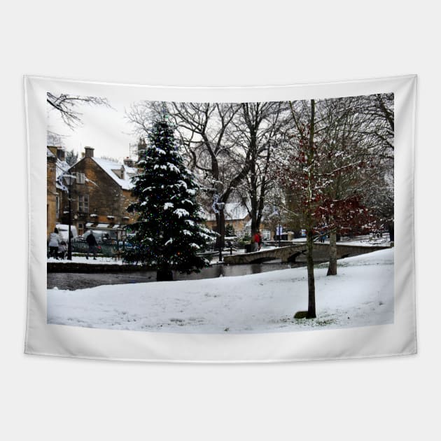 Bourton on the Water Christmas Tree Cotswolds Tapestry by AndyEvansPhotos