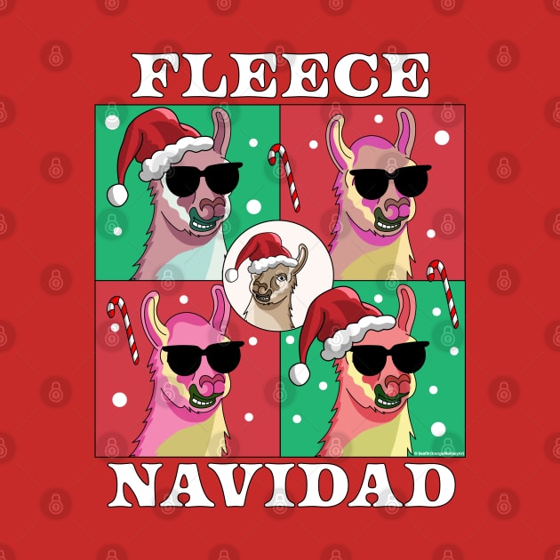 Fleece Navidad Llama - Feliz Navidad Funny Christmas Llama by OrangeMonkeyArt