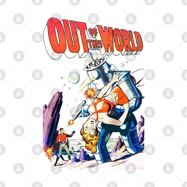 Out of the World 1950 Retro Robot futuristic science fiction Vintage Comic by REVISTANGO